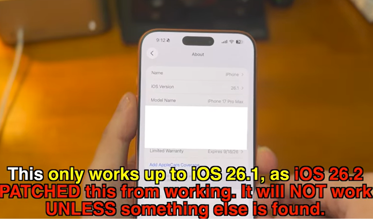 Exploit patched starting in iOS 26.2