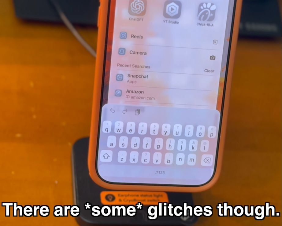 Keyboard spacebar pushed below visible boundary