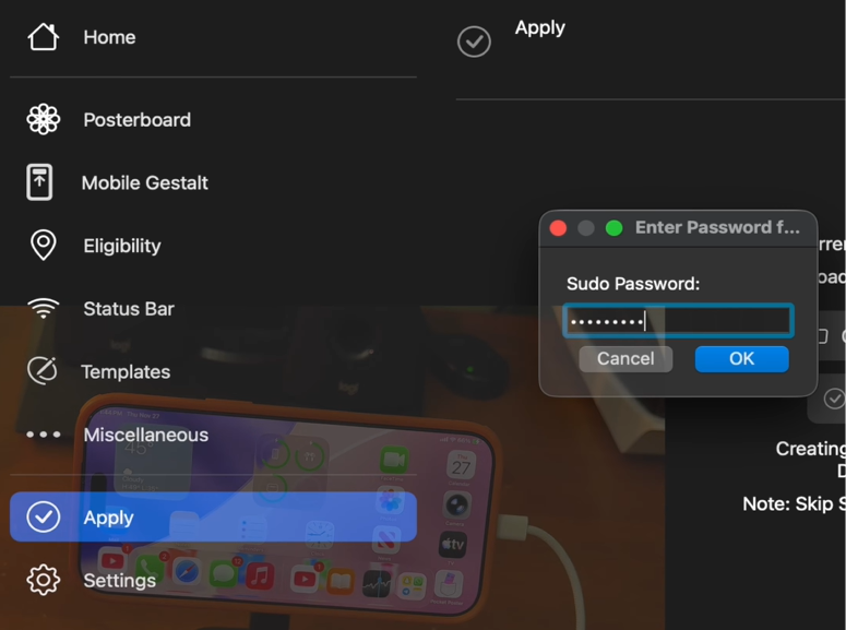 Enter administrator password to confirm reset