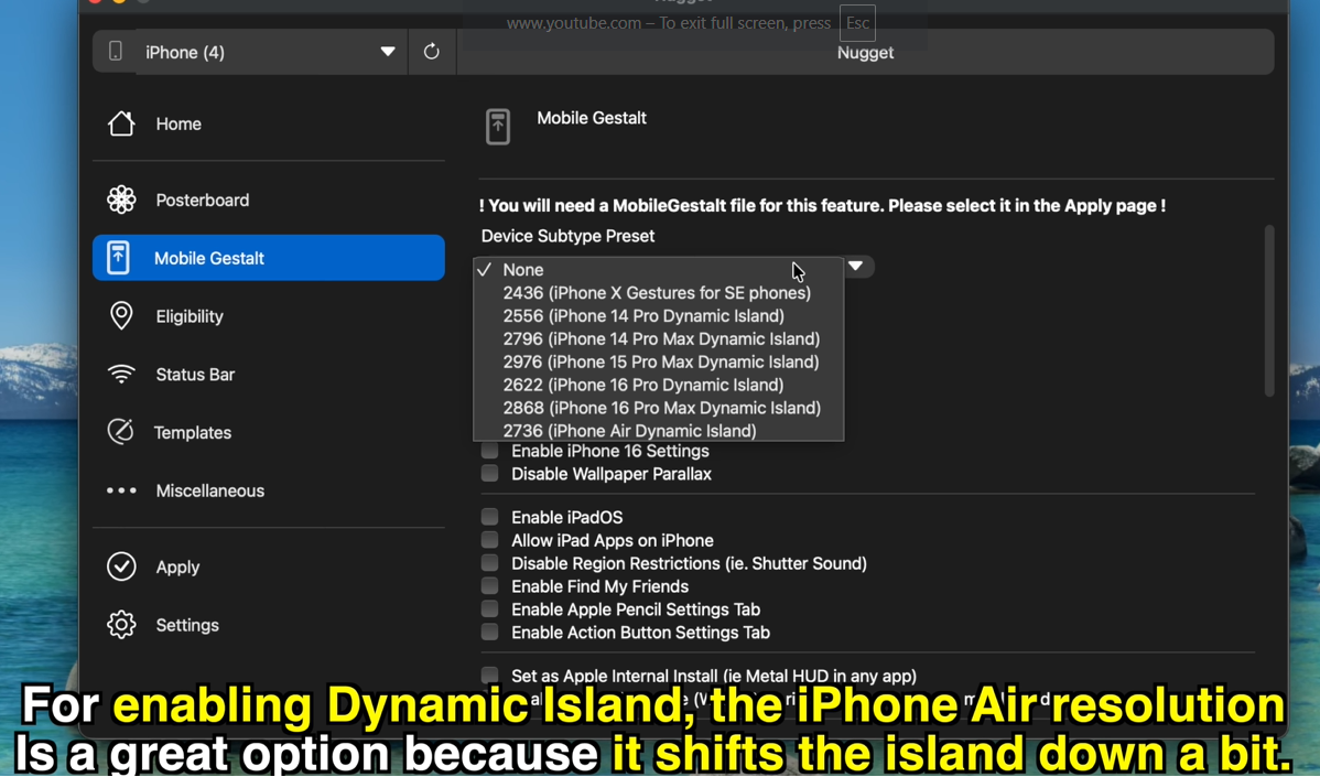 Select iPhone Air Dynamic Island Preset