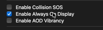 Toggle Enable Always On Display checkbox