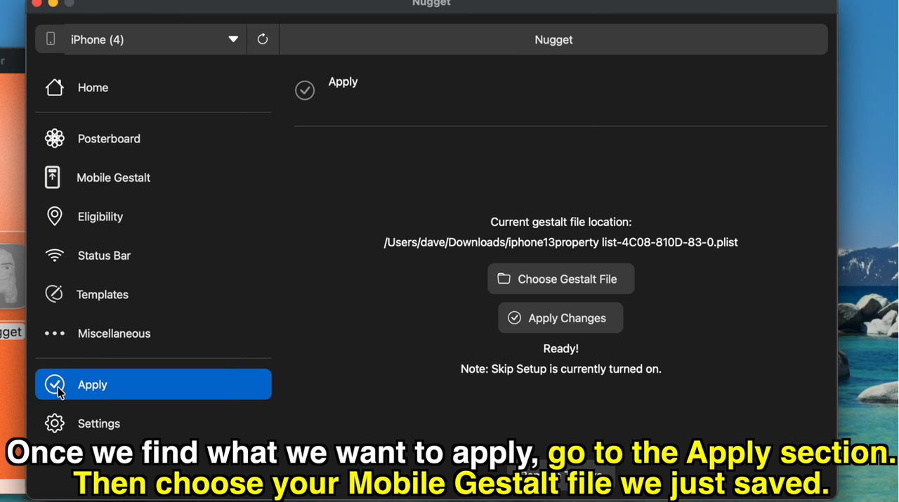 Open Apply settings page