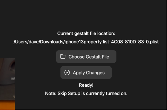 Select Gestalt plist file browser window