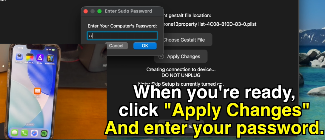 Authorize settings change with administrator password