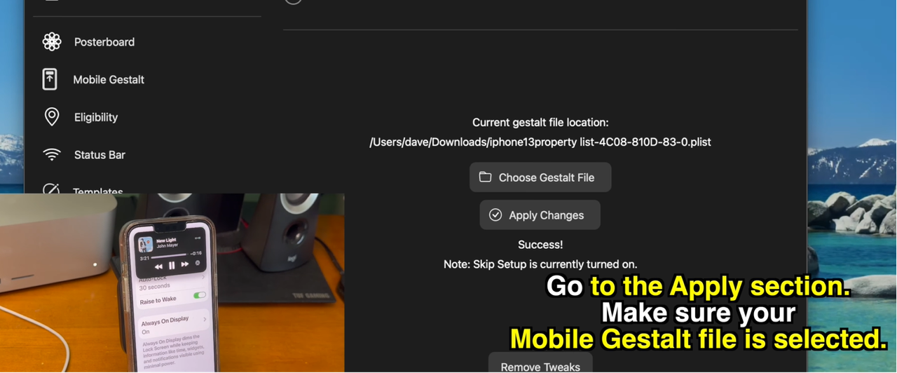 Select config MobileGestalt file