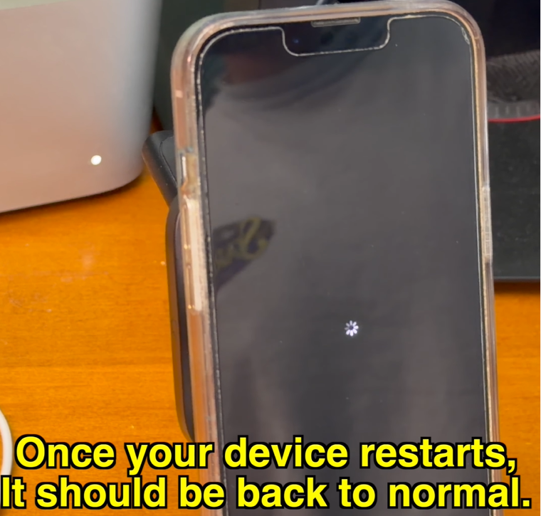 Phone screen Apple logo system rebooting