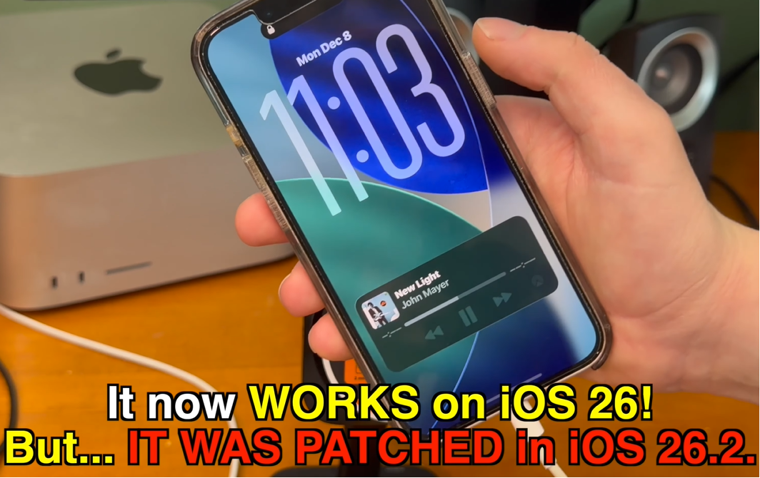 iOS 26.2 exploit check settings page