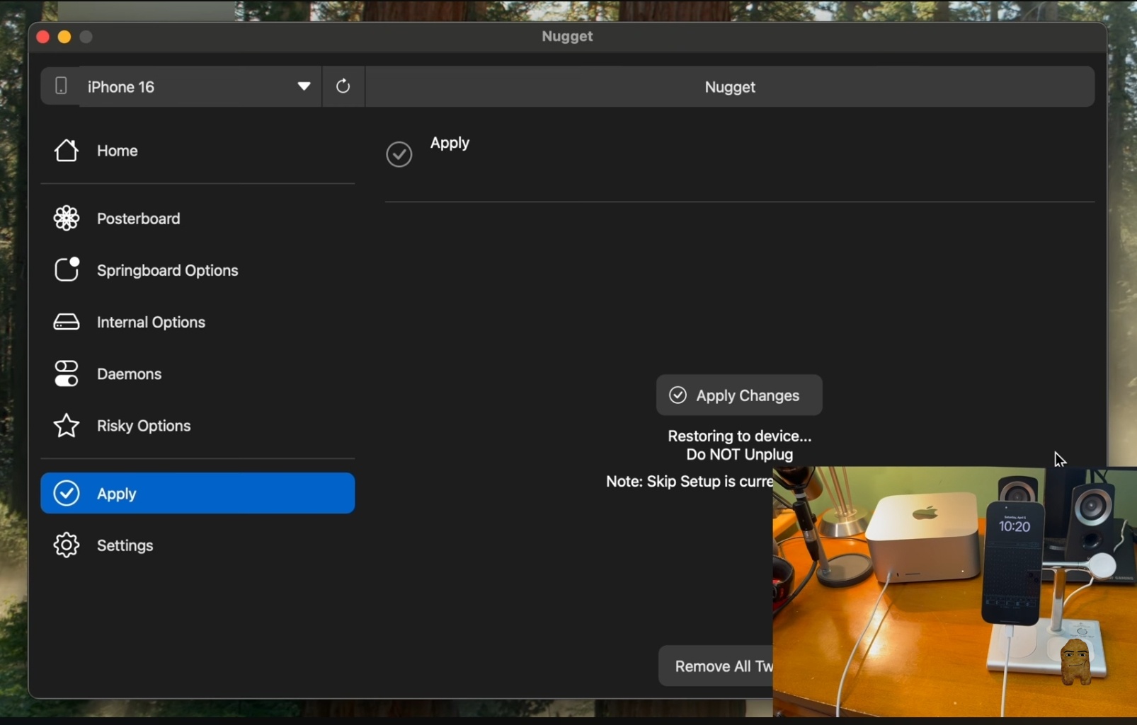 Apply Changes Restoring to Device Status
