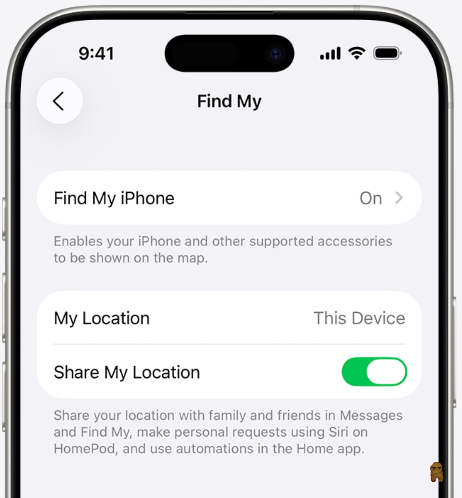 Tap Apple ID banner then Find My