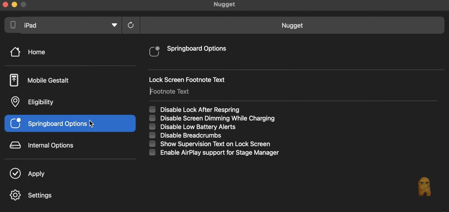 Enter custom lock screen footnote text