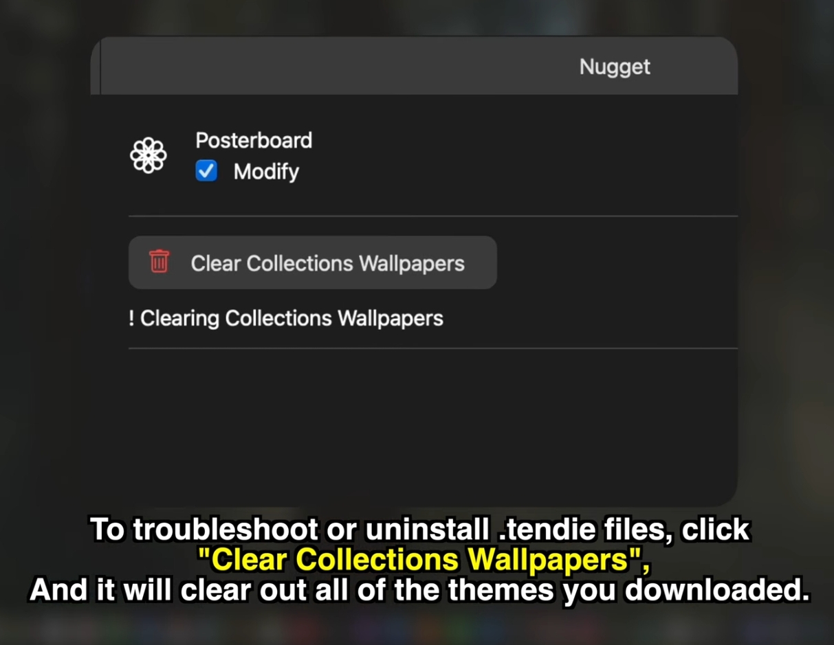 Click Clear Collections Wallpapers red button in Nugget