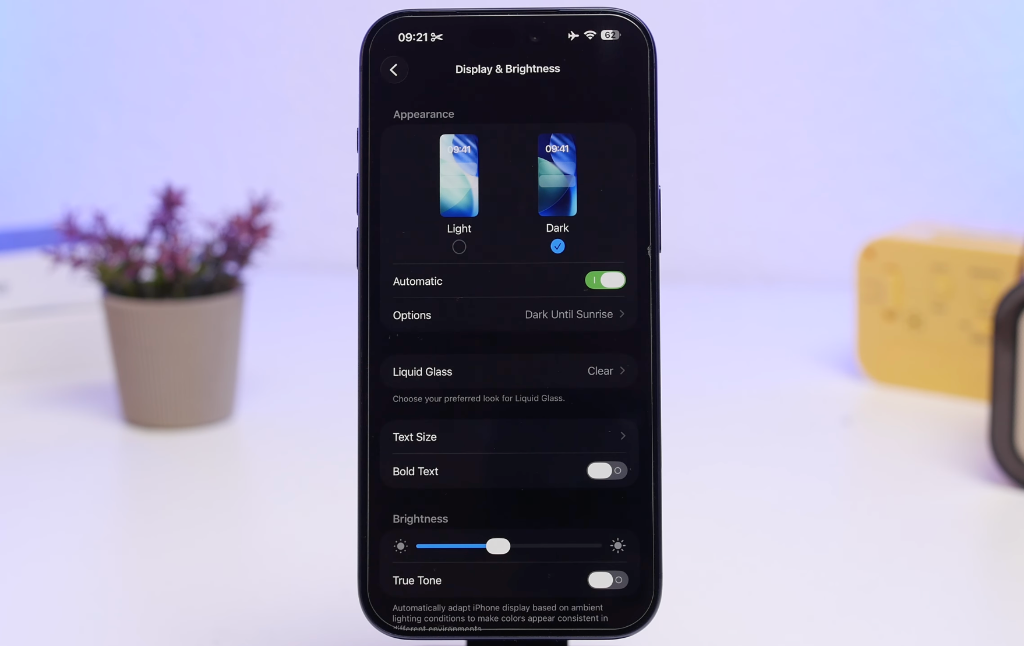 Step 2: Display & Brightness Dark Mode setting