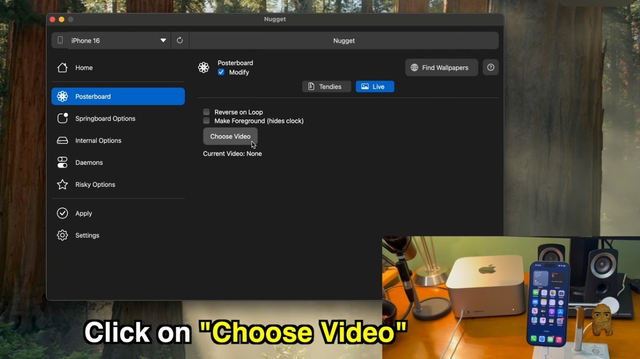 Click Choose Video Button in Live Menu